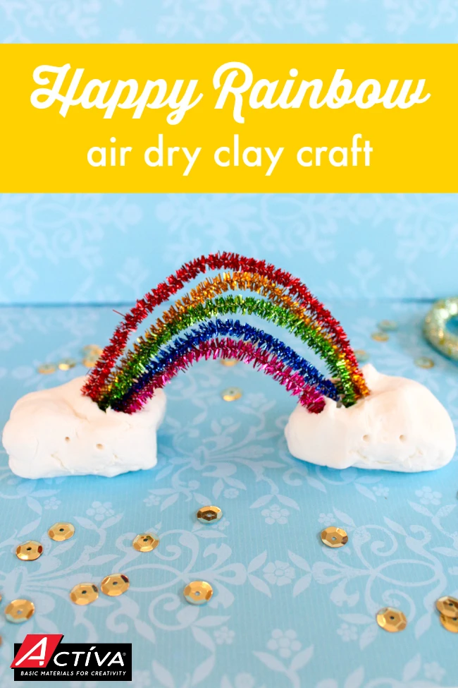 Adorable! Kids will love making this Happy Rainbow Air Dry Clay Craft. It's such an easy project, and this video tutorial will show you how to make it!